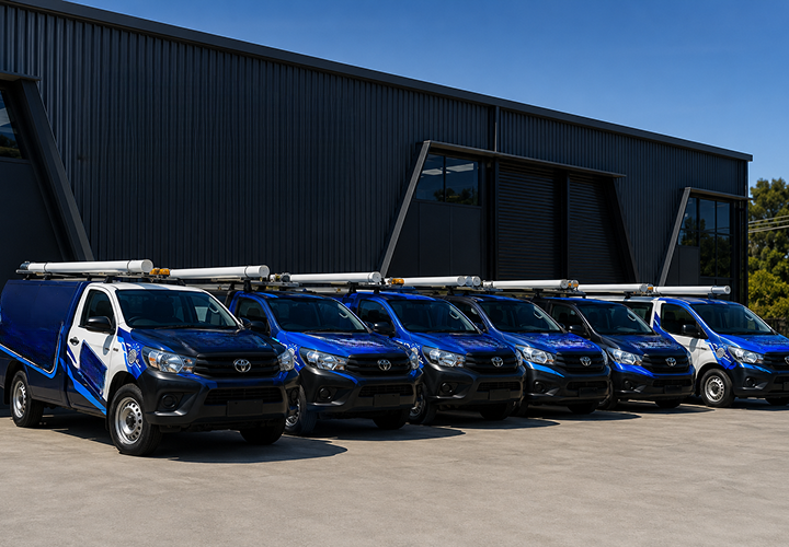 Fleet of Nelson Blocked Drains plumbing vans