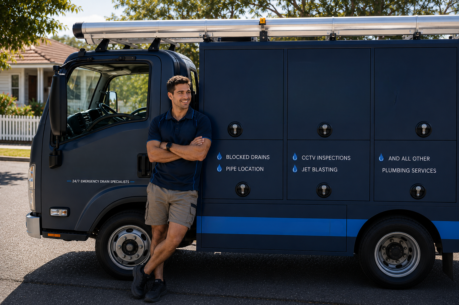 Plumber with Nelson Blocked Drains van